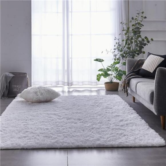 Soft Velvet Shag Area Rug Non Slip Fluffy Carpet for Bedroom Living Room Floor - Picture 2 of 7